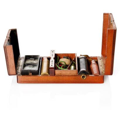A Late-19th Century French Mahogany Cased Medical Induction, Electrical Shock Machine