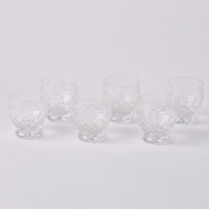 A Set of Six British Tudor Crystal Shot Glasses