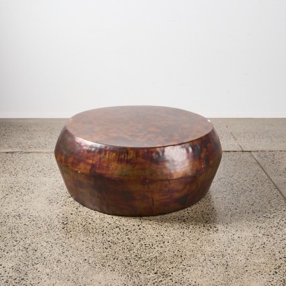An Oxidised Steel Drum Coffee Table