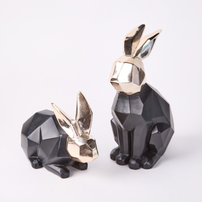 A Pair of Geometric Black Rabbits