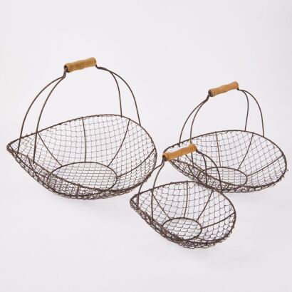 A Trio Of Wire Foraging Baskets