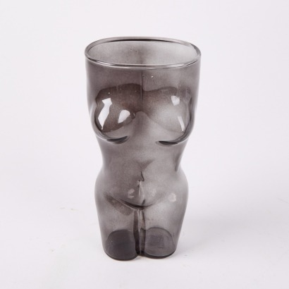 A Grey Glass Womans Figure Vase