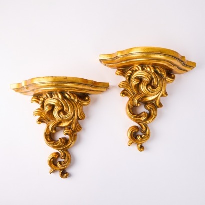 A Pair of Rococo Style Wall Shelves