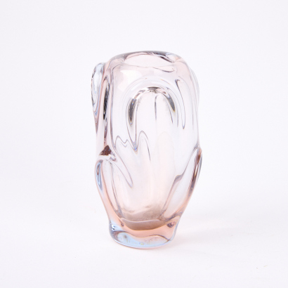 A Czech Skrdlovice Sculptued Glass Vase