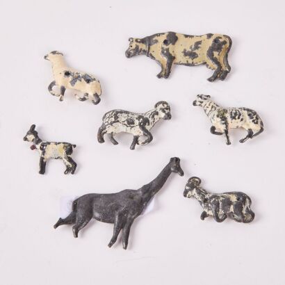 A Collection Of Seven Vintage Lead Animals