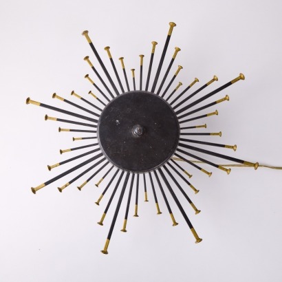 A Vintage Brutalist Sunburst Wall Lamp