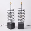 A Pair of Chrome Spring Coil Lamps by Robery Sonneman