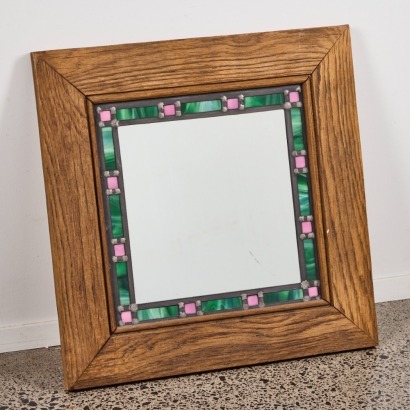 A Square Leadlight Bordered Mirror