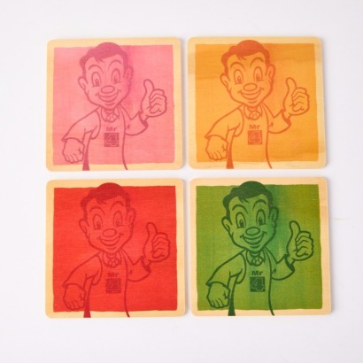 A Set of 4 Square Coasters With Dick Frizzell Design