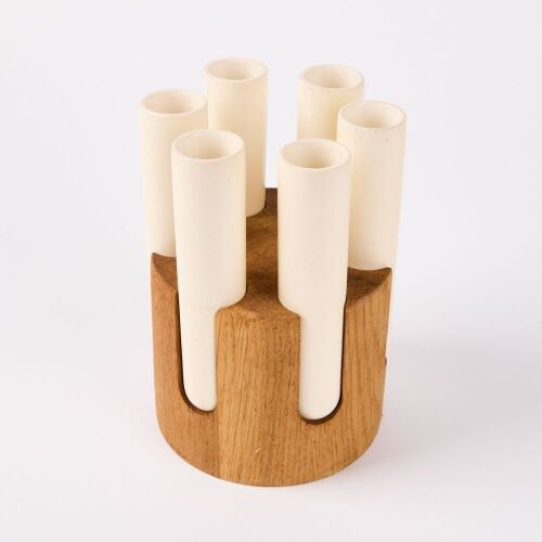 A Habitat Test Tube Ceramic And Wood Vase