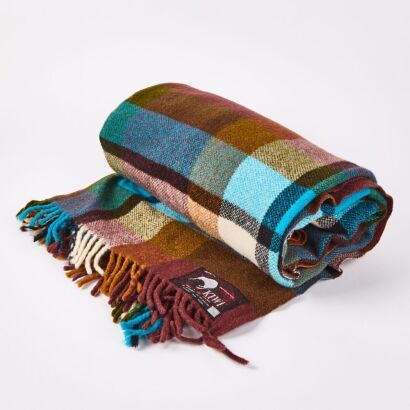 A Vintage Eskay Kiwi Plaid Wool Travel Rug