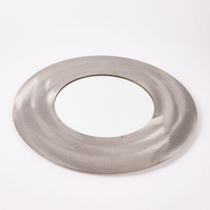 A New Zealand Made Round Brushed Aluminium Mirror
