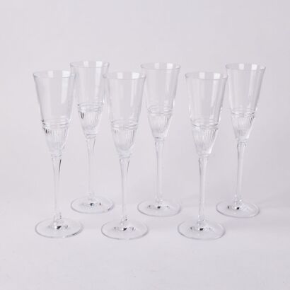 Six Jasper Conran Waterford Crystal Flutes