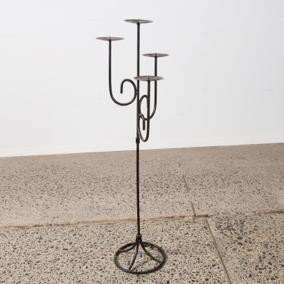 A Decorative Floorstanding Steel Candle Holder