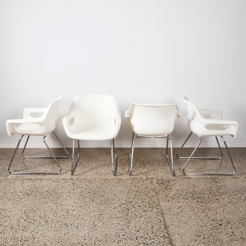 A Set of Four Hobnob Sleigh Based Chairs By Sebel