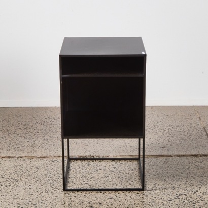 A Metal Cubed Side Table In Black