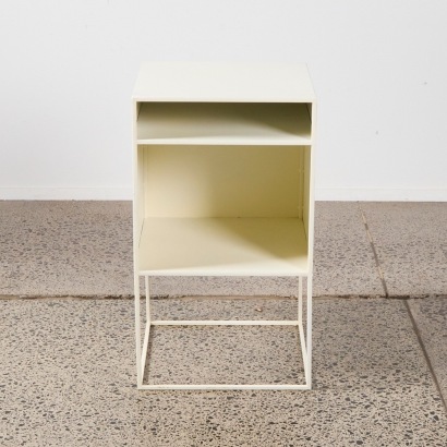 A Metal Cubed Side Table In White