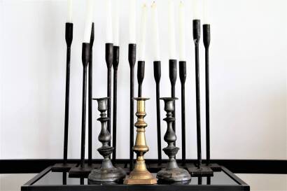 (1) Mexican Candle Stick Holders x 12 with 3 other Candle holders