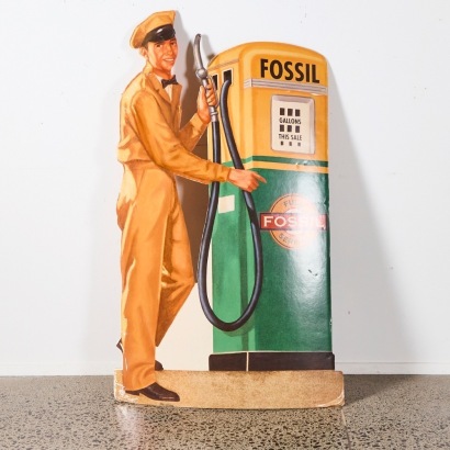 A Scarce Vintage Fossil Fuel Advertising Stand Cardboard