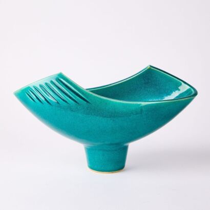 A Teal Clazed Ikebana Ceramic Form