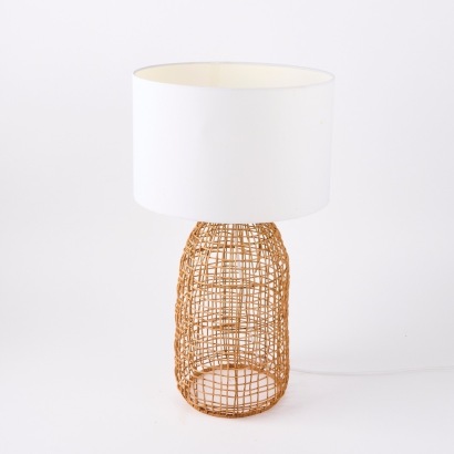 A Weaved Cane Based Table Lamp