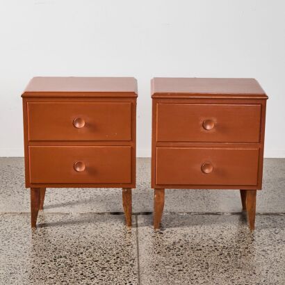 A Pair of Brown Bedside Tables