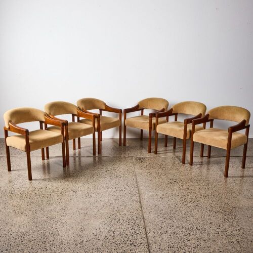 A Set Of Six Rosewood And Mahogany Dining Chairs By Rudi Schwarz
