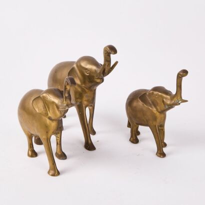 A Trio Of Brass Elephants