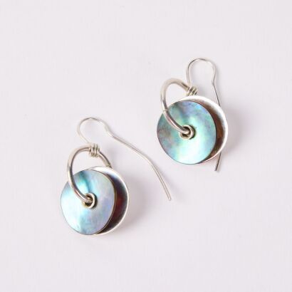 A Pair of Sterling Silver & Paua Sputnik Earrings