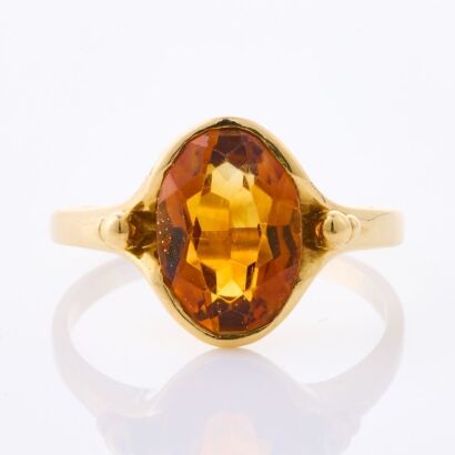 18ct Yellow Gold, Vintage, 3.00ct Citrine Ring