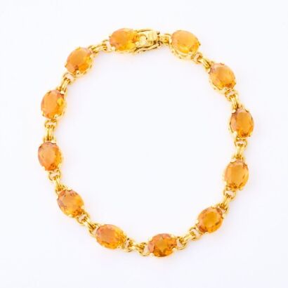 18ct Yellow Gold, VIntage, 17.40ct Oval Citrine Bracelet