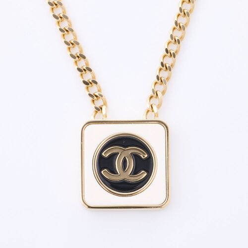 Chanel CC Square Resin Gold-tone Chain Necklace with Box