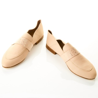 Kaanas Amalfi Blush Leather Loafers Size 8 with Box