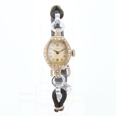 Platinum, Cyma, Antique, Diamond Ladies Cocktail Mechanical Wristwatch