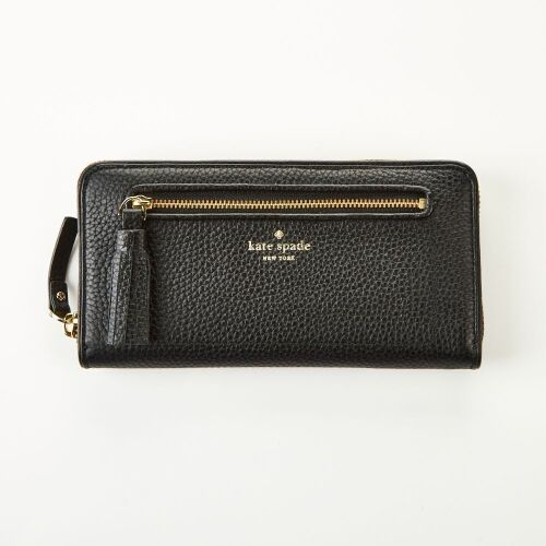 Kate Spade Black Pebbled Leather Zip Around Wallet