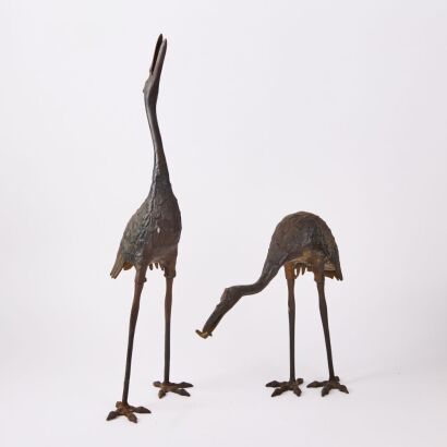 A Pair of Heron Figures