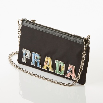 Prada, Tessuto Graffiti Letter Chain Shoulder Bag with Box