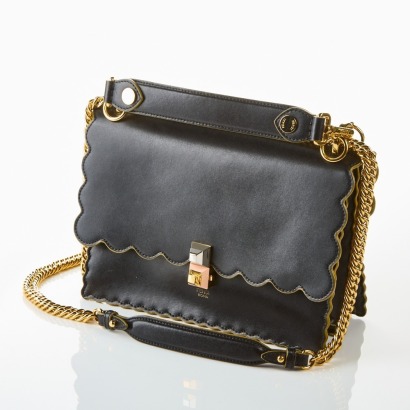 Fendi, Black Leather Kan Shoulder Bag