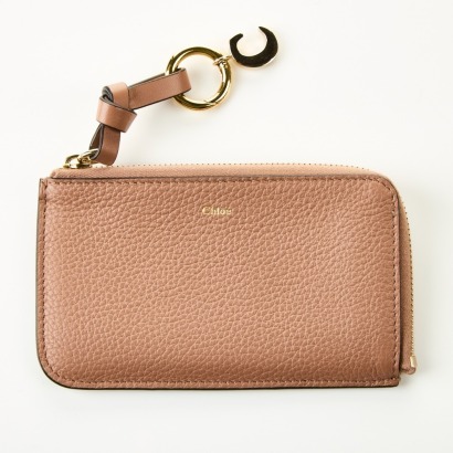 Chloe, Woodrose Pebbled Leather Cardholder Wallet