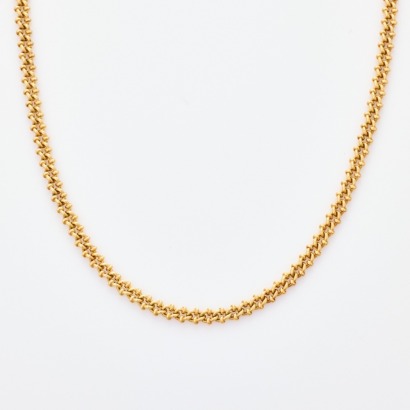 18ct Yellow Gold, 62cm Italian Made, Fancy Hollow Link Chain