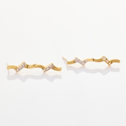 14ct Yellow Gold, Modern, Cubic Zirconia Set Earrings