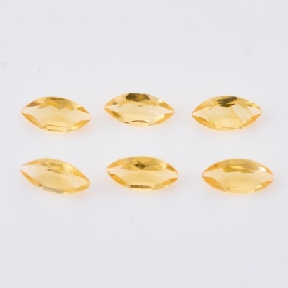 A Parcel of Six Loose, 4.93ct Marquise cut Citrines