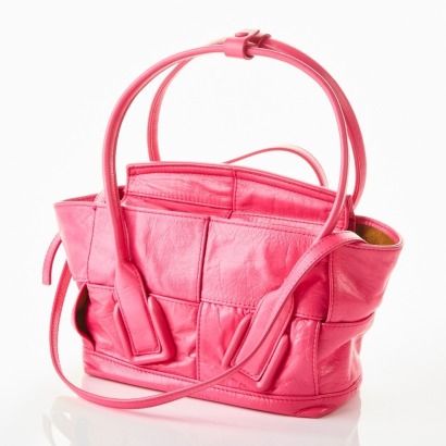 Bottega Veneta, Maxi Intrecciato Mini Arco Pink Calfskin Bag