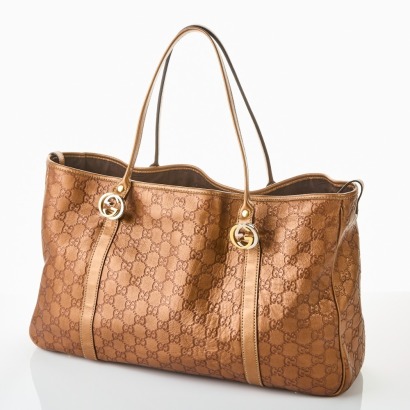 Gucci, GG Guccissima Monogram Bronze Leather Twins Tote