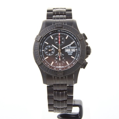 A Black Steel, 43.5mm Revue Thommen Airspeed - XLarge Chronograph Automatic Wristwatch - Unworn