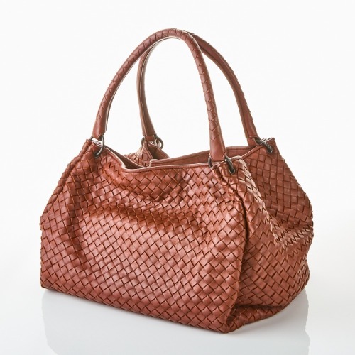 Bottega Veneta, Brown Intrecciato Leather Parachute Bag