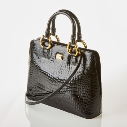 Gianfranco Ferre, Black Leather Crocodile Bag