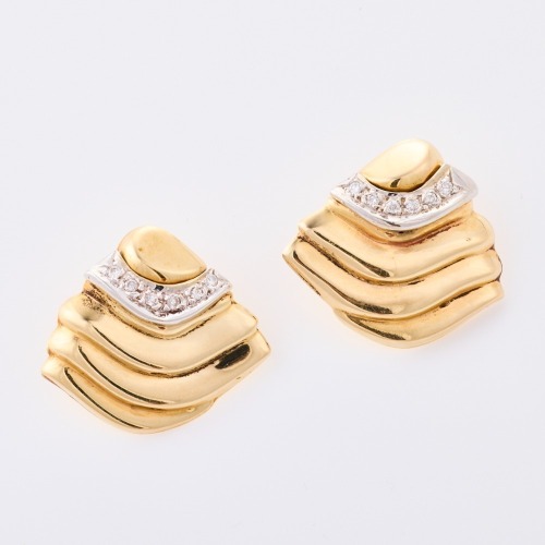 14ct Yellow Gold, .24ct Diamond Set Hollow Studs