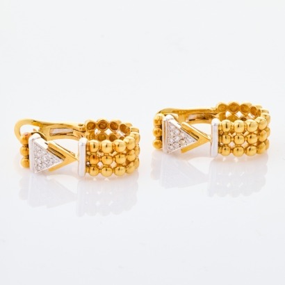 18ct Yellow Gold, Omega Clip .20ct Diamond Set Earrings