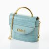Chloe, Aby Lock Pale Blue Croc Embossed Leather Bag